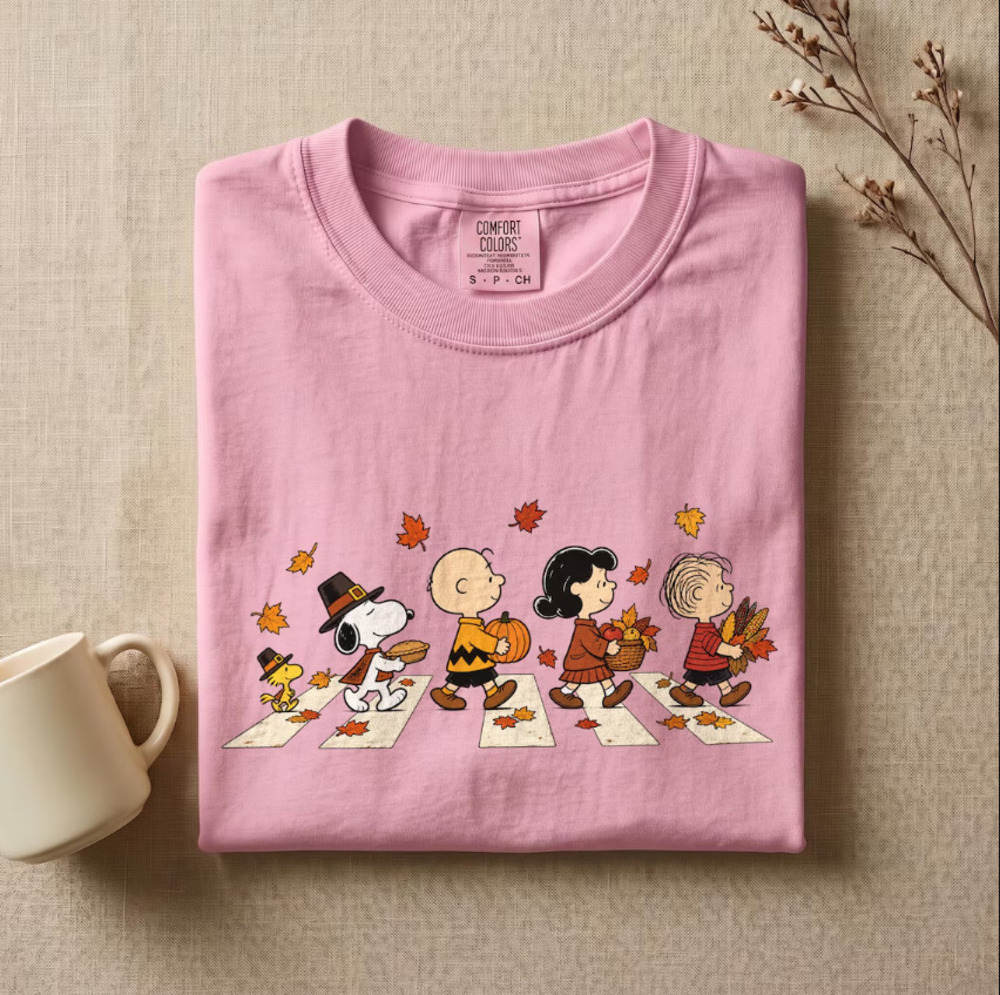 Thanksgiving Fall Graphic Tee, Autumn Harvest T-Shirt, Cute Dog & Friends Tee